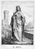 Heilige Barbara, Stahlstich als Andachtsbild nach Settegast, D2347-18