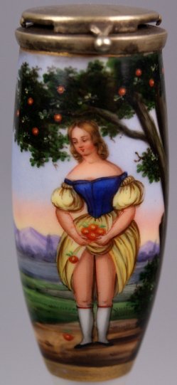 Die Apfelpflückerin, Erotik, Porzellanmalerei, Pfeifenkopf, D1099