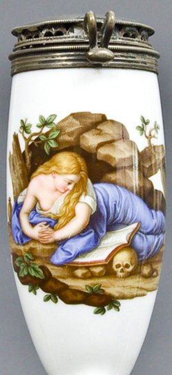 Pompeo Batoni (1708-1787), Büßende Magdalena, Porzellanmalerei, Pfeifenkopf, B0096