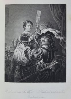 Albert Henry Payne (1812-1902), Rembrandt und seine Frau, Stahlstich, nach Rembrandt, D1611-214