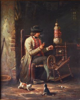 Hermann Werner (1816-1905), Gemälde 1856 „Häuslicher Fleiß“, D2081