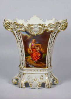 Nahendes Gewitter im Sturm, Porzellanmalerei, Vase, D2124