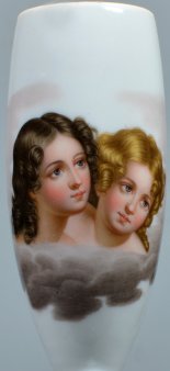 John Wood (1801-1870), Mädchen und Jungfrau, Porzellanmalerei, Pfeifenkopf, D2151