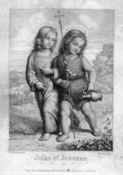 Friedrich August Ludy (1823-1890), Jesus et Joannes, Stahlstich nach Pinturicchio, D2330-5