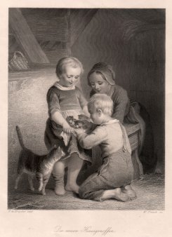 William French (1815-1898), Die neuen Hausgenossen, Stahlstich nach de Bruycker, D2422-6