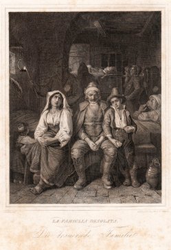 Eduard Schuler (1806-1882), Die trauernde Familie, Stahlstich nach L.L.Robert, D2369-3