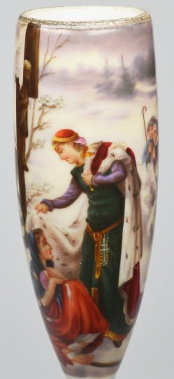 D2816 Elisabeth von Thüringen und die Bettlerin, Porzellanmalerei, Pfeifenkopf, D2816 