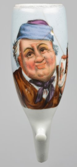 D2768 - Halbportrait eines Müllers mit Gesteckpfeife, Porzellanmalerei, Pfeifenkopf, D2768