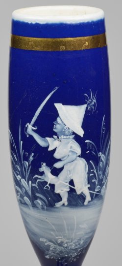 D2786- Kind als kleiner Rekrut, Emaille-Schneemalerei, Porzellanpfeifenkopf, D2786