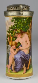 D2744  Wohl Johann Heinrich Ramberg (1763 - 1840), Amor und Psyche, Porzellanmalerei, Pfeifenkopf, D2744