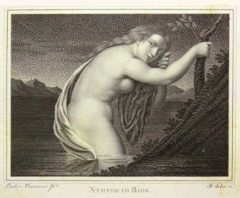 Friedrich John (1769-1843), Kupferstich 1821, Nymphe im Bade, nach Carraci, D1601