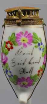 Pfeifenkopf aus Porzellan mit geflügelten Worten und Mundstück, Biedermeier, D1576