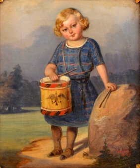Hermann Werner (1816-1905), Gemälde 1849 „Kind mit Trommel“, D0002