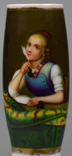 Meyer von Bremen (1813-1886), Der Liebesbrief, Porzellanmalerei, Pfeifenkopf, D1780
