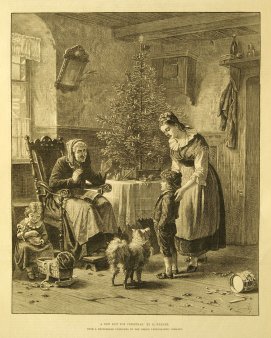 Holzstich, „Am Weihnachtsmorgen“ nach H. Werner 1866, D12041204 Neuer Anzug bearb