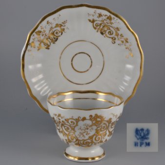 Buckauer Porzellanmanufaktur, Tasse und Untertasse um 1845, D0352-001-0